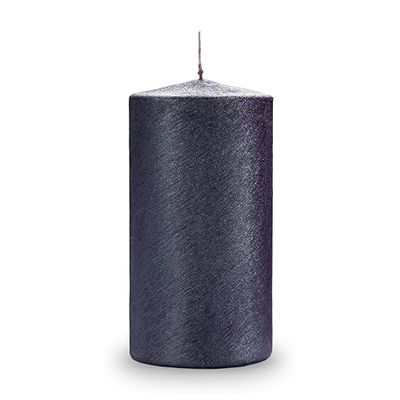 Metallic Scratched Candle Diameter 10 cm Height 20 cm - Night Blue