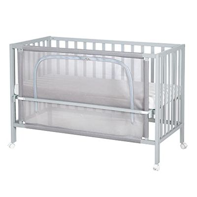 roba Baumann Safe asleep van bijzetbed, kamerbed, babybed 60 x 120 cm ''Little Stars'', aanstelbed voor ouderbed met volledige uitrusting, kinderbed, junior bed, hout, taupe, gelakt
