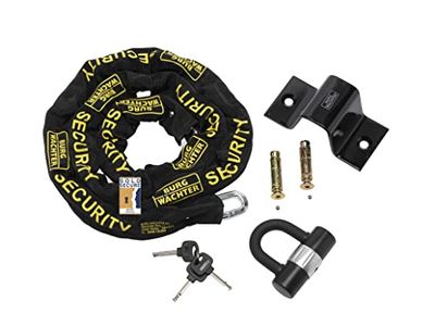 Burg-Wachter Catena da bicicletta in oro sicura, 2 m, kit di ancoraggio per serratura e terra, colore: nero