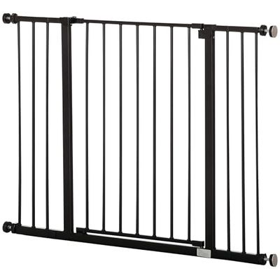 PawHut Dog Gate Pet Safety Gate Stair Barrier Pressure Fit Adjustable 76-82/86-97/101-107 cm, Black