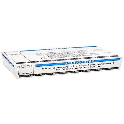 Steroplast Sterochef STCH1 Blue Detectable Plasters with Divider, Assortment Box, Pack of 100