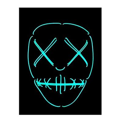 Original Cup La Purge® Led-masker, nachtmerrie blauw, hoogwaardige kwaliteit, hard plastic, 3 knippermodi, led-masker, cosplay, Halloween, neon, 100% horror, 100% plezier