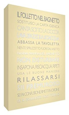 Feel Good Art BATHRULES1624-20IT Le Folletto dans la Bade, wandfoto, moderne typografische stijl, crème, 60 x 40 x 4 cm