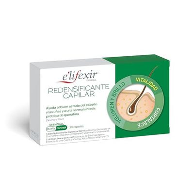 Elifexir Esenciall Redensificante Capilar, Cabello con Fuerza, Volumen y Brillo, Con Selenio, Zinc y Serenoa Repens, 30 Cápsulas