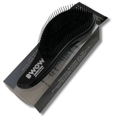 Detangler Hairbrush Ultra Black Flexi Glide Ergonomic Designed Bristles & Easy Grip for All Hair Types, Extensions & Beards Travel Compact Size for Unisex Care and Children