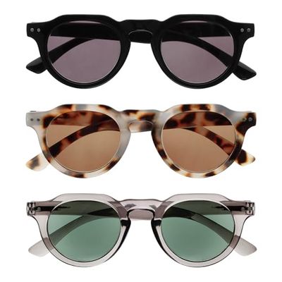 OPULIZE RIO - Set da 3 Occhiali da Lettura con Lente da Sole - Montatura Bordo Superiore Piatto - UV400 - Nero, Marrone, Grigio - Uomo Donna - SSS53-127- +2.00