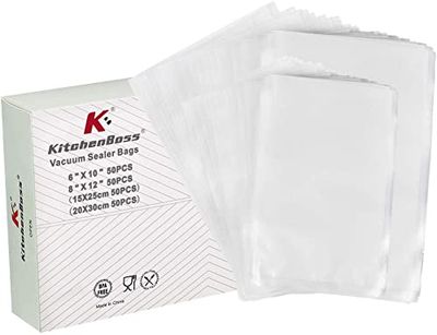 KitchenBoss Food Vacuum Bags: 50 Vacuum Bags 15 x 25 cm & 50 Bags 20 x 30 cm, Vacuum Bag