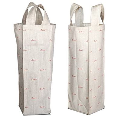 Bonamaison Stampato Digitale Borsa per vino, Borsa Porta Vino in 50% Cotone - 50% Poliestere, Sacchetto di Vino e Champagne, 1 Pezzo, Dimensioni: 31 x 9 cm