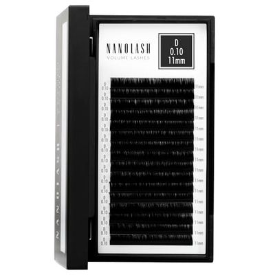 Ciglia finte per extension Nanolash - professionali extension ciglia volume (0.10 D, 11mm)
