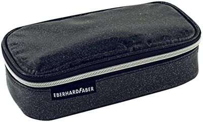 Eberhard Faber 577587 - Astuccio per matite glitter antracite, astuccio con cerniera, ampio scomparto principale e tasca interna