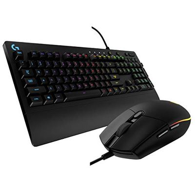 Logitech G213 Prodigy, Clavier et Souris Gaming, Eclairage RVB LIGHTSYNC, Résistant aux Éclaboussures, Personnalisable, Commandes Multimédia Dédiées