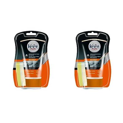 Veet for Men Crema Depilatoria Corporal para Usar Bajo la Ducha para Hombre, Piel Normal, 150 ml (Paquete de 2)