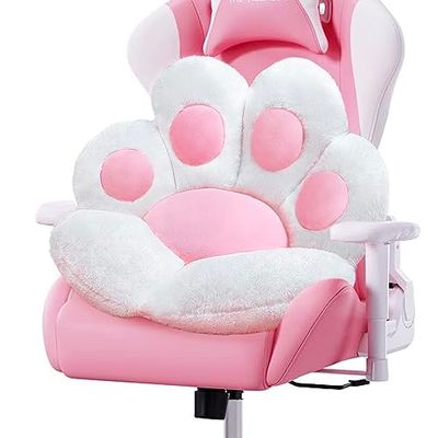 Kattenpootkussen schattige stoelkussens Kawaii kattenpoot vorm 58 x 51 cm gamingstoelkussen kitty pluche lui bankkussen voor meisje gamerstoel, kawaii accessoires spullen kamerdecoratie slaapkamer