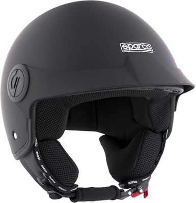 Sparco Riders 95145 Sparco Demi-Jet hjälm med Peak för motorcyklar, mattsvart med ABS-skal, storlek XS, matt svart