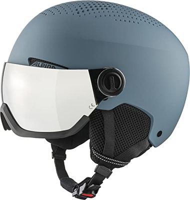 ALPINA Unisex - Volwassenen, ARBER VISOR Q-LITE Skihelm, dirt-blue matt, 54-58 cm
