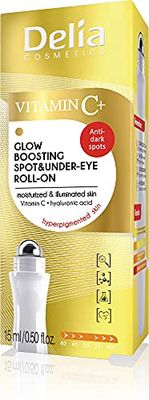 Delia Cosmetics - Roll On Eye Roll On à la vitamine C - Un aspect radieux, hydraté et jeune - Tous types de peau - Acide hyaluronique & vitamine C - Anti-âge - 15 ml