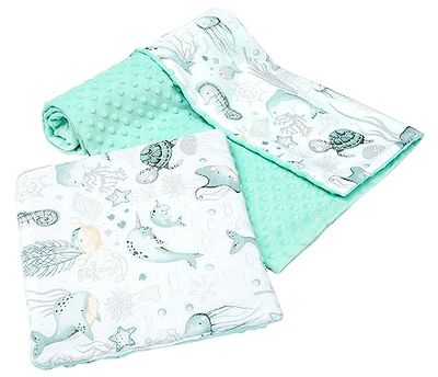 Medi Partners Manta de bebé con Almohada 100% Algodón Minky Cobija Infantil Grande Reversible 75x100+35x30cm Multifuncional para Camas y cochecitos