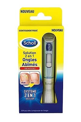 Scholl Traitement Solution 2 en 1 Ongles Abîmés par Mycoses - Résultats en 2 Semaines - Facile d'Utilisation - Pénètre et Traite à la Source - 3.8ml - 5 limes jetables