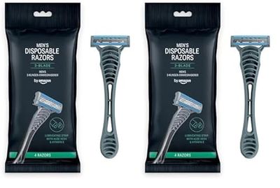 by Amazon 3-Blade Disposable Razors Men Black 4 2 Pack