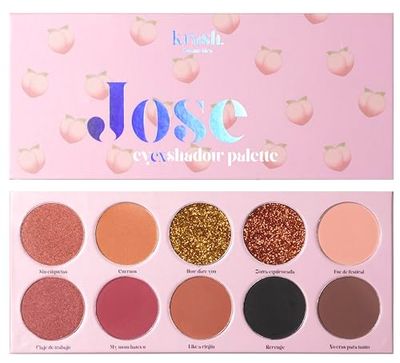 KRASH KOSMETICS Paleta de Sombras eyEXshadow Jose - 10 Sombras Ultra Pigmentadas de Larga Duración Mate Shimmer Glitter - Color Nude Marron Negro Bronce Dorado - Incluye Espejo - Vegano y Cruelty Free