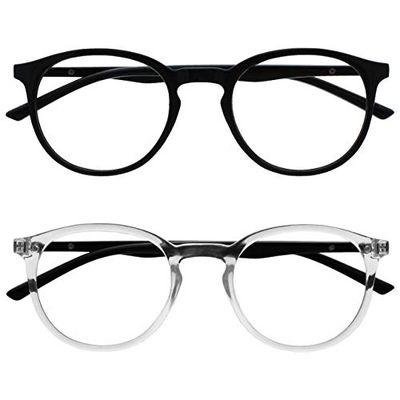 OPULIZE Met 2 Pacco Blocco Luce Blu Occhiali Da Lettura Computer Gioco Nero Chiaro Uomo Donna BB60-1C +3,50