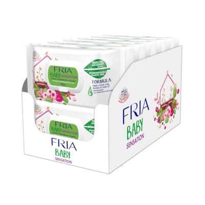 Fria Baby Sensation Chusteczki do zmiany pieluch z masłem shea zmiękczającym skórę, testowane dermatologicznie, maksimum ekonomiczne opakowanie 840 chusteczek