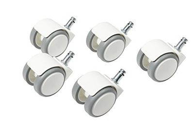 Topstar Kontorsstolshjul i hårt golv uppsättning av 5 Topstar S'Neaker rulldiameter 50mm/pennstorlek 10mm vit/grå, tillverkad av plast