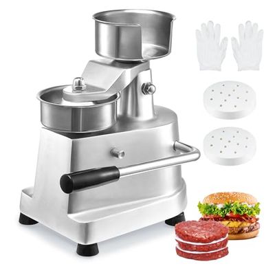 VEVOR Commerciële Burger Patty Maker, 100mm/4inch Hamburger Rundvlees Patty Maker, Heavy Duty Food-Grade RVS Kom Burger Persmachine, Keuken Vleesvormende Processor met 1000 Stks Patty Papers