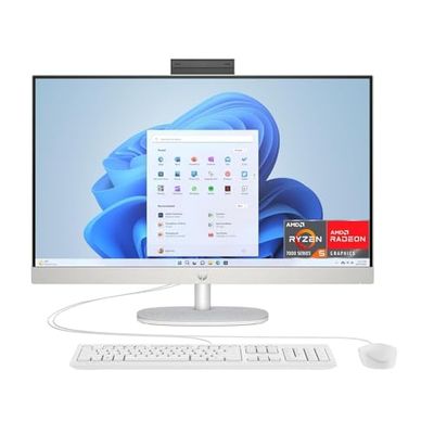 HP 27-cr0001sl All-in-One, AMD Ryzen 5 7520U, 8GB RAM LPDDR5, 512GB SSD NVMe, AMD Radeon Integrata, Display da 27" FHD IPS, Wi-Fi, Audio Integrato da 2W, Windows 11, Non è Touch, Bianco