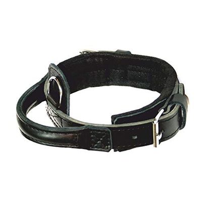 Dingo Gear hondenhalsband Heros van leer groot 40-52 cm handgemaakt, sterke handgreep, verstelbaar, zwart S04010