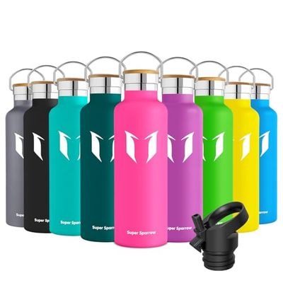 Super Sparrow Drinkfles - 750ml - RVS Waterfles met Herbruikbaar Rietje (2 Doppen), Lekvrij en Vacuüm-Geïsoleerd, BPA-vrij – Ideaal voor Sport & Outdoor