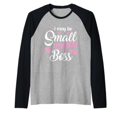 Posso essere piccola ma sono il capo Baby Funny Small Girl Boss Maglia con Maniche Raglan