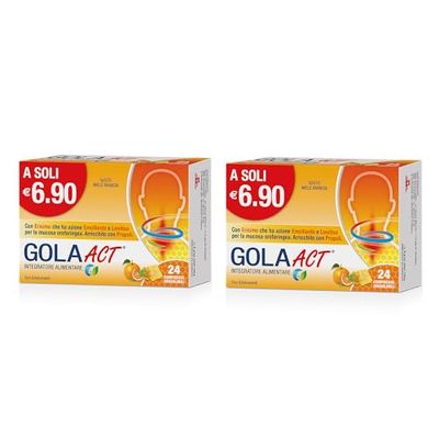 Gola Act Miele e Arancia, Integratore alimentare con Erisimo e Vitamina C, 1 Confezione Bipack da 48 Compresse