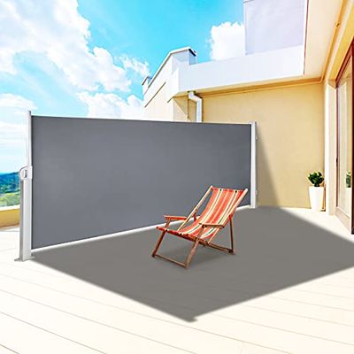 VEVOR Paravent Retractable Exterieur Double 63x118pouces, Store Latéral Paravent Extérieur Rétractable, Auvent Store Latéral Enroulable Protège du Soleil ou du Vent Noir