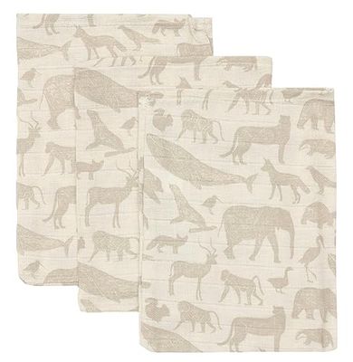 Jollein Animals Nougat 3 sztuki myjki hydrofilowe 536-848-67044