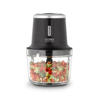 CASO Chop & Go | Cordless Mini Food Processor | Meat, Nut and Vegetable Chopper | Powerful Mini Chopper | 4 Stainless Steel Blades| Emulsifying Disk | Up to 60 Minutes Runtime | 2-Speed | Black