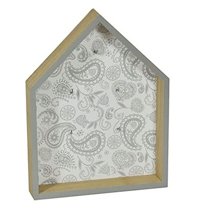 Vacchetti Sleutelhanger van hout, grijs, huisje 5P, meerkleurig, medium