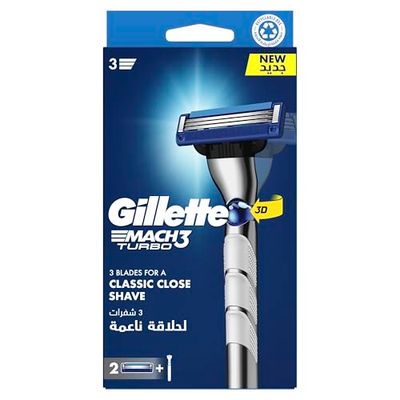 Mach3 Turbo 3D shaver + 2 heads