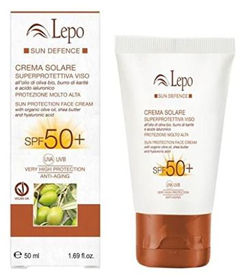 LEPO | Crema Solare Superprotettiva Viso, Protezione 50+ da 50 ml, Difesa Avanzata per la Pelle del Viso Contro i Raggi Solari