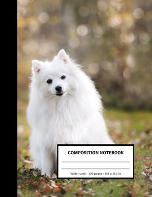 Cute White Furry Dog | Composition Notebook : Wide ruled 100 pages 8.5 x 11 inches | Nice Gifts for Teens .: School Supplies: Inspired by 100 Lined Paper for Boys, Girls and Students.