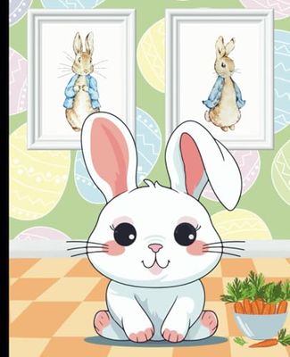 Bunny at Home Notebook, Wide Ruled, 100 Page Composition Style: Easter, Bunny, Rabbit