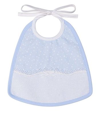 FILET Slabbetje van katoenen piqué met sterrenmotief met zak van Aida-stof om op te borduren, ideaal voor pasgeborenen en vroege kinderjaren, sluiting met bandjes, 100% Made in Italy, kleur