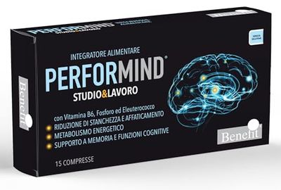 Benefit - PERFORMIND, Integratore Alimentare per la Memoria, Concentrazione, Controllo dell'Ansia, Stress, Riduzione Stanchezza e Affaticamento, Fabbricato in Italia, 15 Compresse