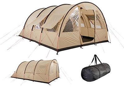 Grand Canyon Helena 6 Tunneltent voor 6 personen, familietent/groepstent met twee slaapgedeeltes, Mojave Desert (beige)