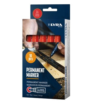 LYRA LYRA L4010017 - Rotulador permanente (2-6 mm, 10 unidades), color rojo