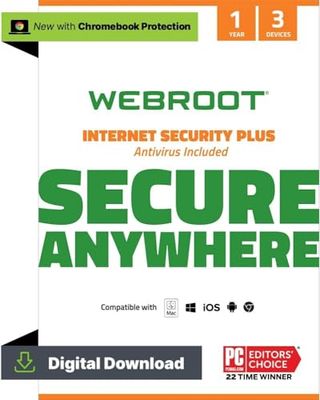 WEBROOT Internet Security Plus 2024 | + Gestor de contraseñas, Smartphone and Tablet | 3 dispositivos | 1 año | Mac/Windows/iOS/Android/Chrome | Código de activación por email