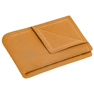 Julius Zöllner Plaid Taille 70/100 | Fabriqué en Allemagne | 100% Mousseline de Coton | Oeko-TEX® Standard 100 | Cannelle