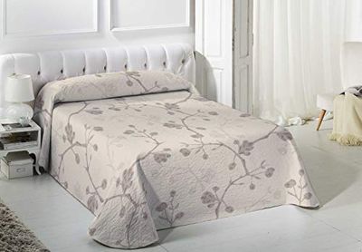 VIALMAN Colcha Bouti Leve Sofia, 20 para cama de solteiro de 90 cm, colcha de cama de 90, tamanho de 180 x 270 cm, cor bege