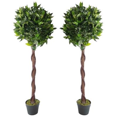 Leaf Par de bolas de árvore de bolacha artificial de 120 cm, design de folhas, cor verde (LEAF-7089-PAIR)