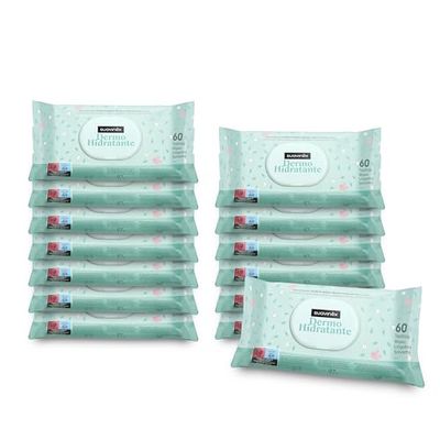 Suavinex Pack 14 x 60 Toallitas para bebé (840 unidades), Dermohidratantes, Aptas para pieles atópicas, Aptas Recién Nacido, Aptas Manos y Cara, 95% Ingredientes de origen natural, 840 Unidades
